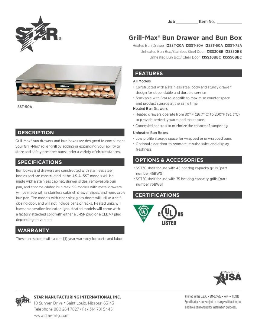 star-ss50bb-hot-dog-bun-box-specsheet-260503uid2ec.pdf